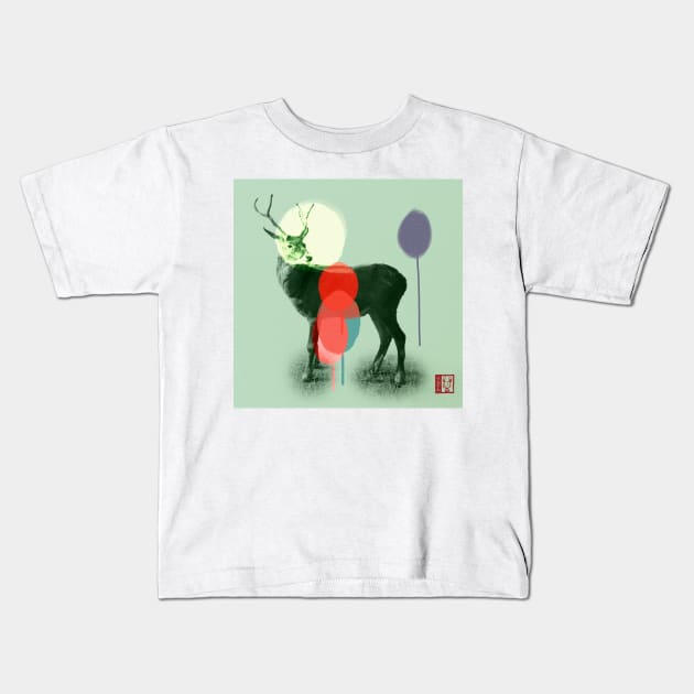 Deer Twilight Kids T-Shirt by Beni-Shoga-Ink